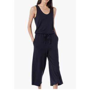 Daily Ritual Navy Supersoft‎ Ribbed Sleeveless Wide Leg Midi Jumpsuit Size Small